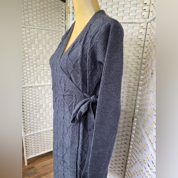 NWT Hem & Thread MIDI Wrap Sweater Dress V Neck Cable knit design True Wrap - Picture 9 of 17